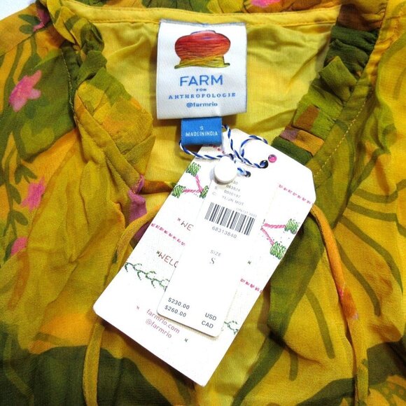 NWT Anthropologie x FARM Rio Printed Maxi in Yellow Floral Chiffon Dress S $230 - Picture 4 of 8